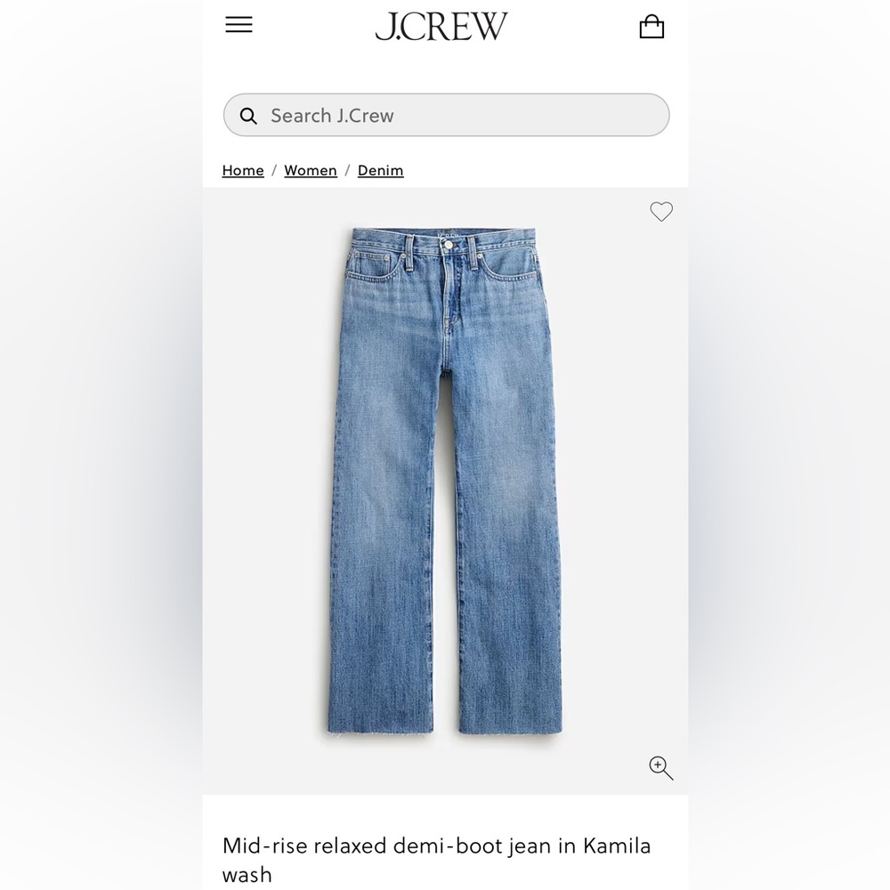J.CREW mid-rise relaxed demi-boot cut Petite jean